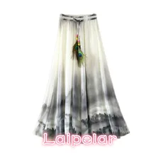 Винтажные макси юбки, женские, одноцветные, Boho, шифон, Saia Longa, летние, vestidos, тюль, повседневные, богемные, длинные юбки, женская одежда