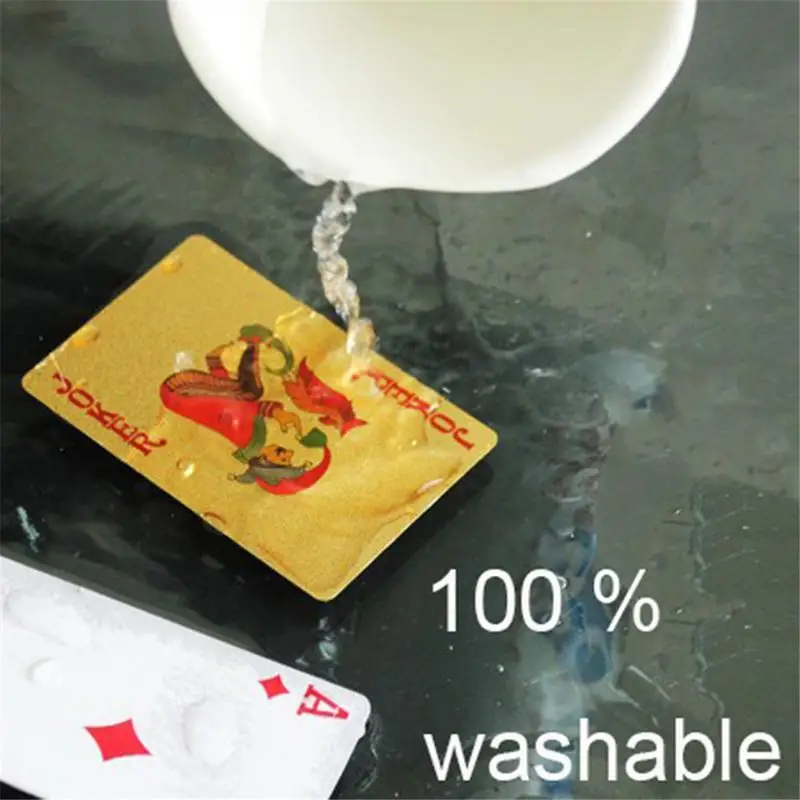 Золотые игральные карты колода Золотая фольга покерный набор Волшебная карта 24K Золотая пластиковая фольга покер прочные водостойкие карты магия