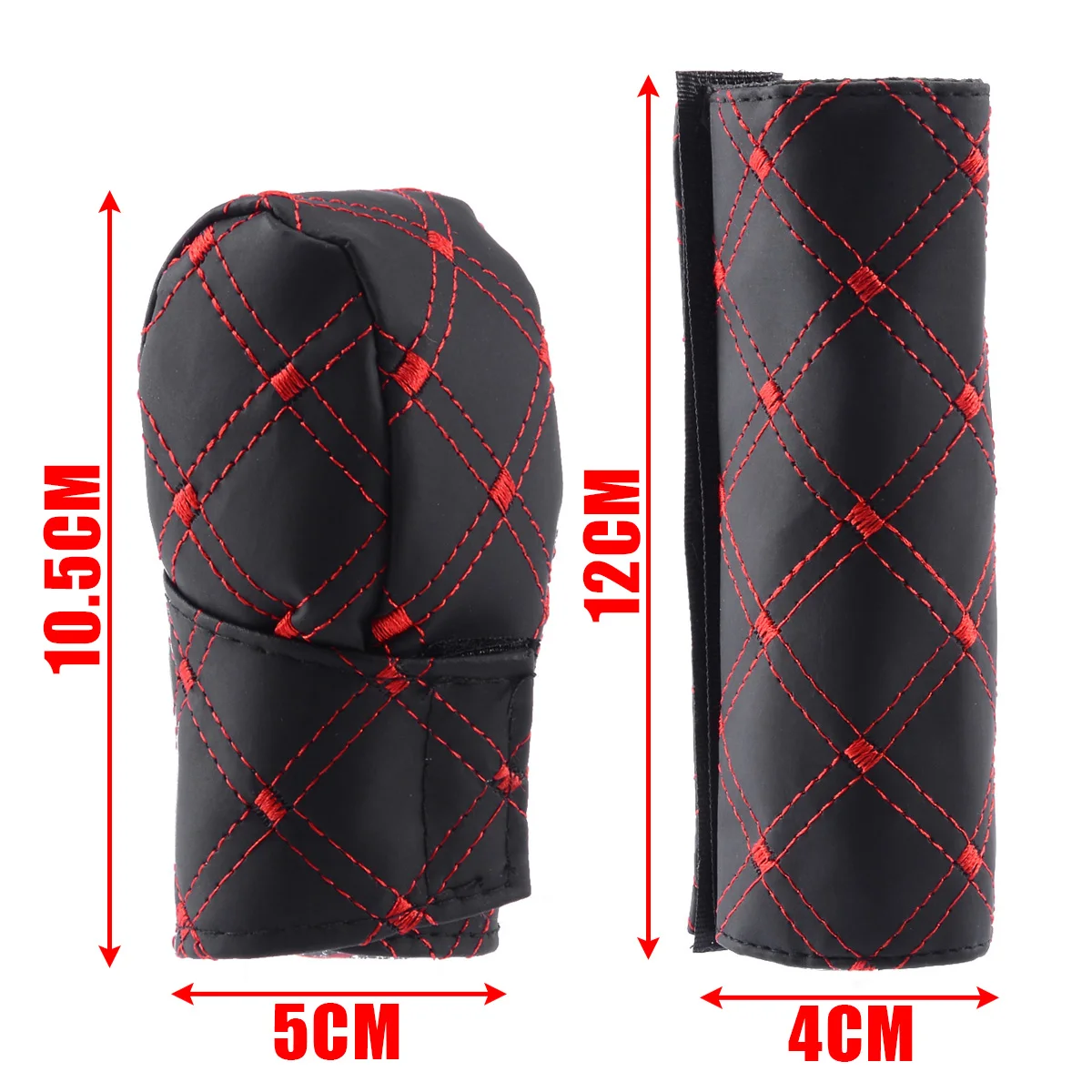 

2Pcs/set Red Car Faux Leather Anti-slip Car Interior Gear Shift Knob Hand Brake Cover Sleeves Car Styling