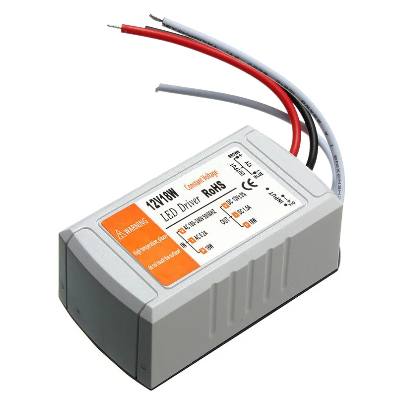 

AC 90 - 240V To DC 12V LED Driver Adapter Transformer Power Supply For LED Strip 2PCS/SET (18W)