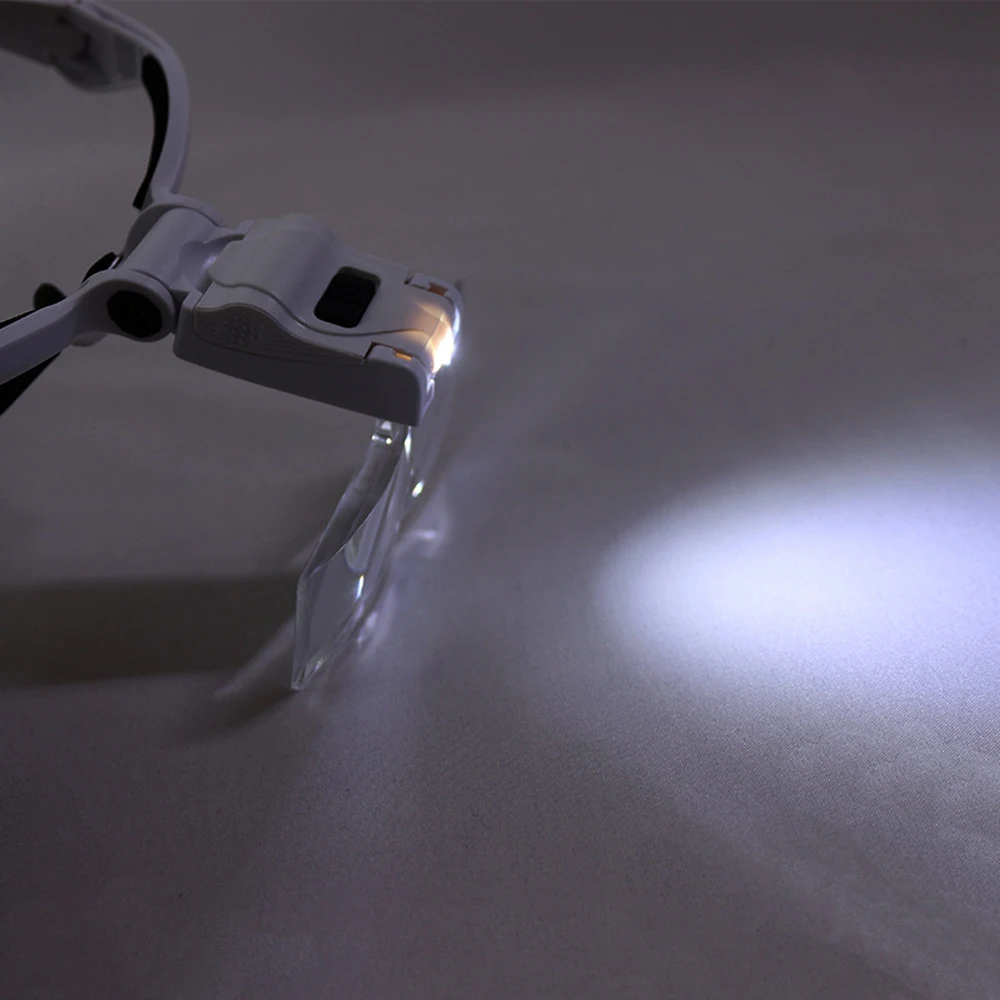 Headband Replaceable Lens Magnifying Glass With LED Light Glasses Illuminated Magnifier 1X 1.5X 2X 2.5X 3.5X Free Hands Tools