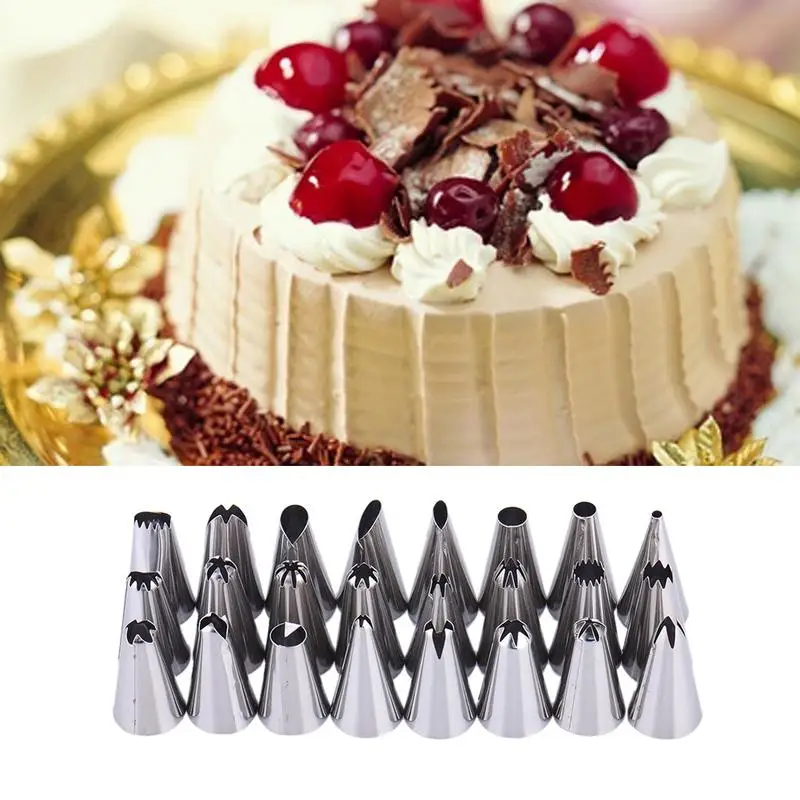 

New Qualified Cake Decorating 1/24Pcs/set Large Stainless steel Icing Piping Nozzles Pastry Tips Set Kitchen Accessories