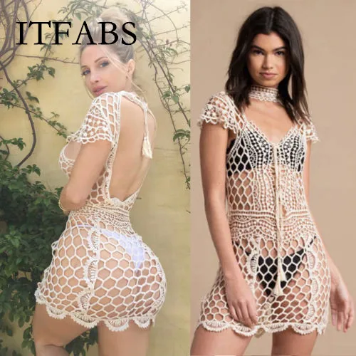 Кружевная накидка на бикини ITFABS купальный костюм пляжное платье Солнцезащитная
