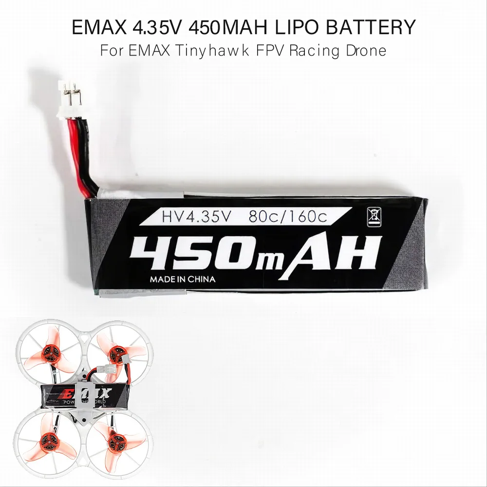 

2Pcs/4Pcs EMAX RC Helicopter Lipo Battery HV 4.35V 450mAh 5Mins/Pcs Flying Time for EMAX Tinyhawk FPV Racing Drone