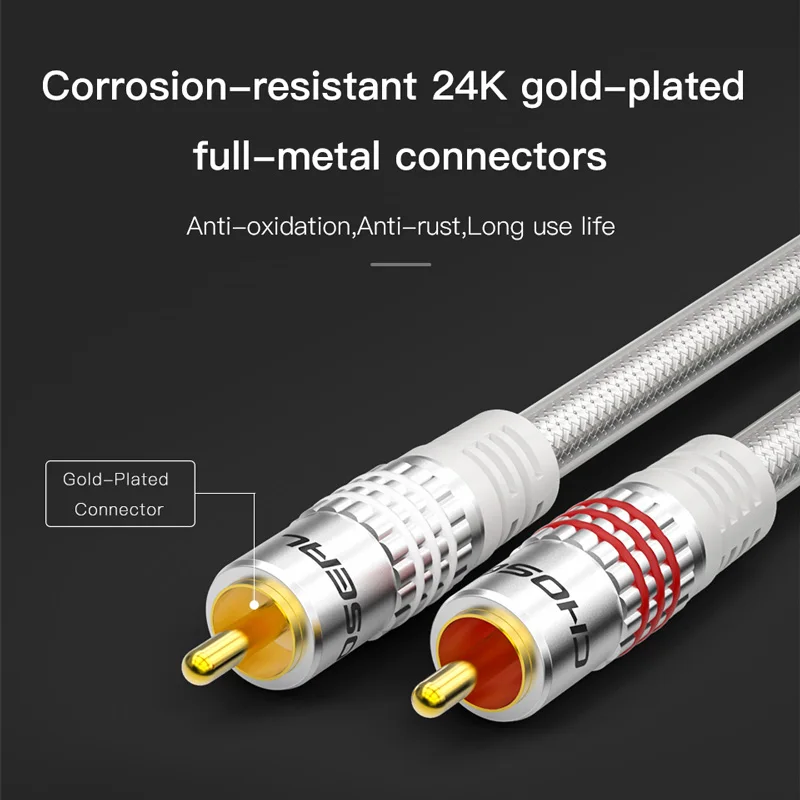  CHOSEAL 2RCA to 2 RCA Audio Cable Male to Male Gold-Plated RCA Audio Cable for Home Theater DVD TV 