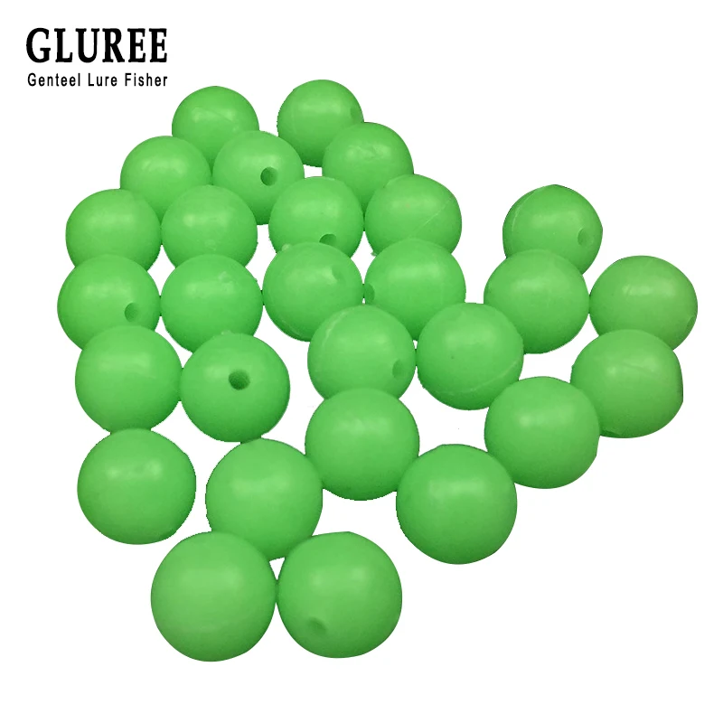 

GLUREE 100Pcs/Lot 6mm 8mm Round Luminous Hard Beads Fishing Space Beans Floating Balls Sea Fishing Tackle Lure Accessories