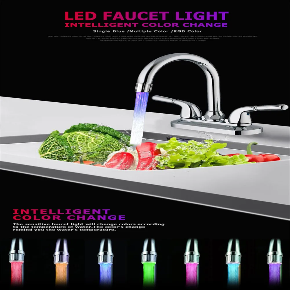 

Grifo Glow Light-up LED Water Faucet Colorful Changing Temperature Control Shower Tap Water Nozzle Head torneira para cozinha