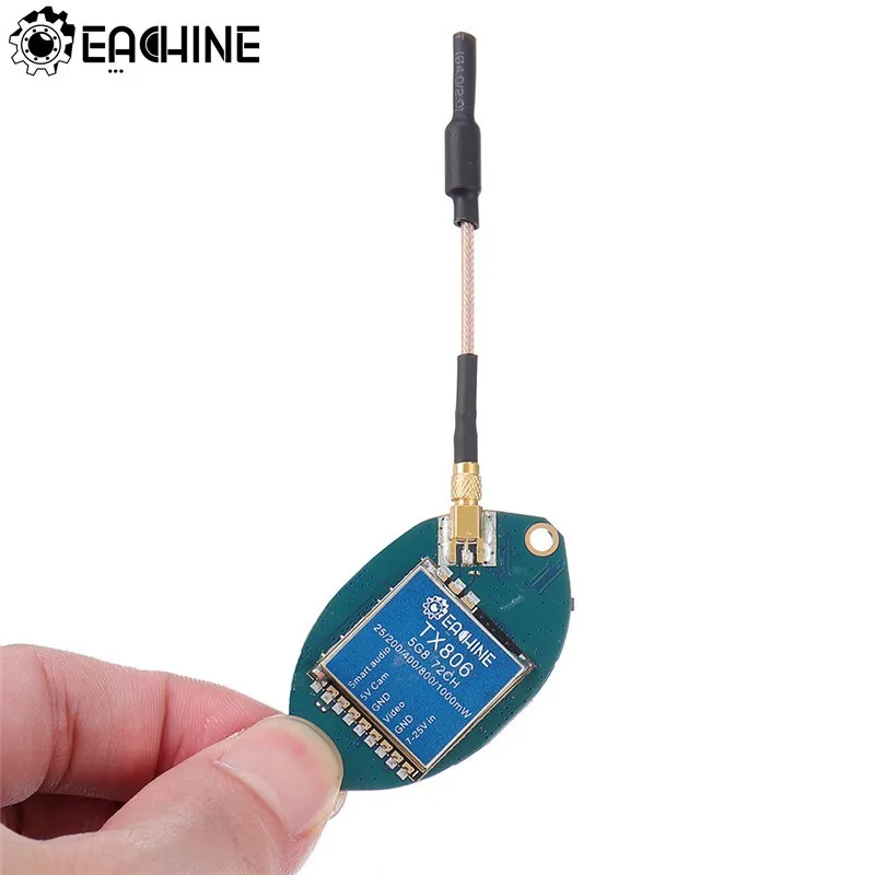 

New Eachine TX806 leaf 5.8Ghz 72CH 25mW/200mW/400mW/800mW/1000mW Smart Audio MMCX MIC AV FPV Transmitter For RC Drone Part