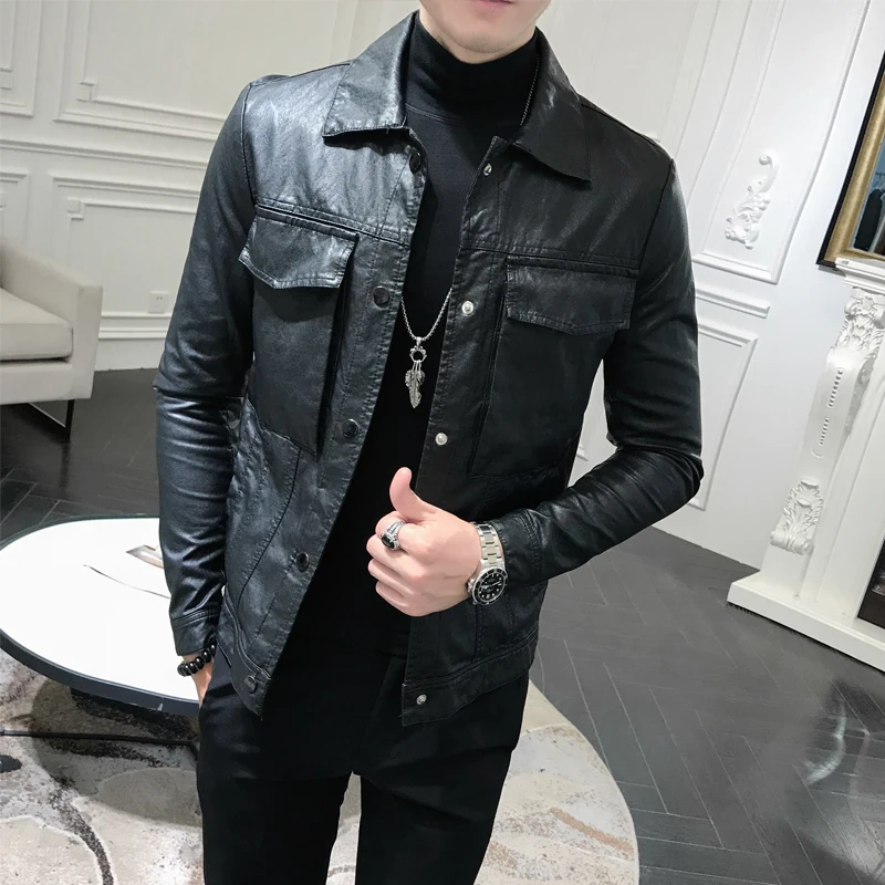 2018 Winter faux Leather mens Clothing Male Leather Jacket Sociology Guy Self-cultivation Short Fund Loose Coat jaket men 2018 Winter faux Leather mens Clothing Male Leather Jacket Sociology Guy Self-cultivation Short Fund Loose Coat jaket men