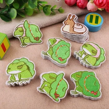 

PGY High-quality Cartoon Little Animal Patches Cute The Frog Embroidery Appliques for Clothes Iron Badges for Kids Stickers