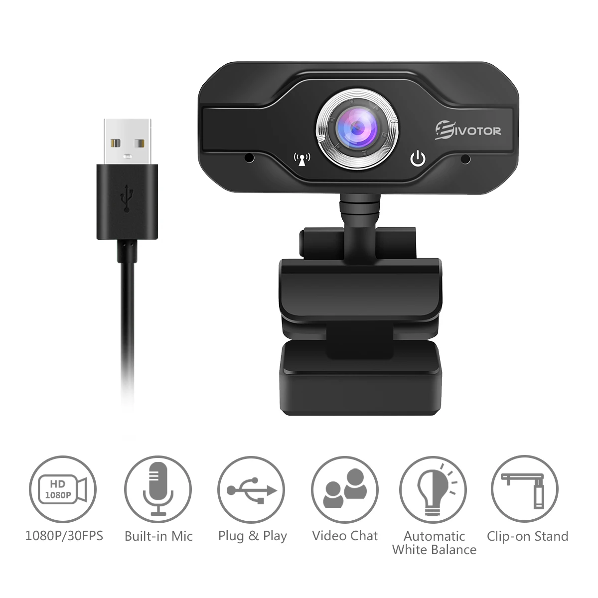 

Black USB Web Camera 720P HD Computer Camera Webcams Built-in Sound-absorbing Microphone 1280X 720 Dynamic Resolution 30 fps