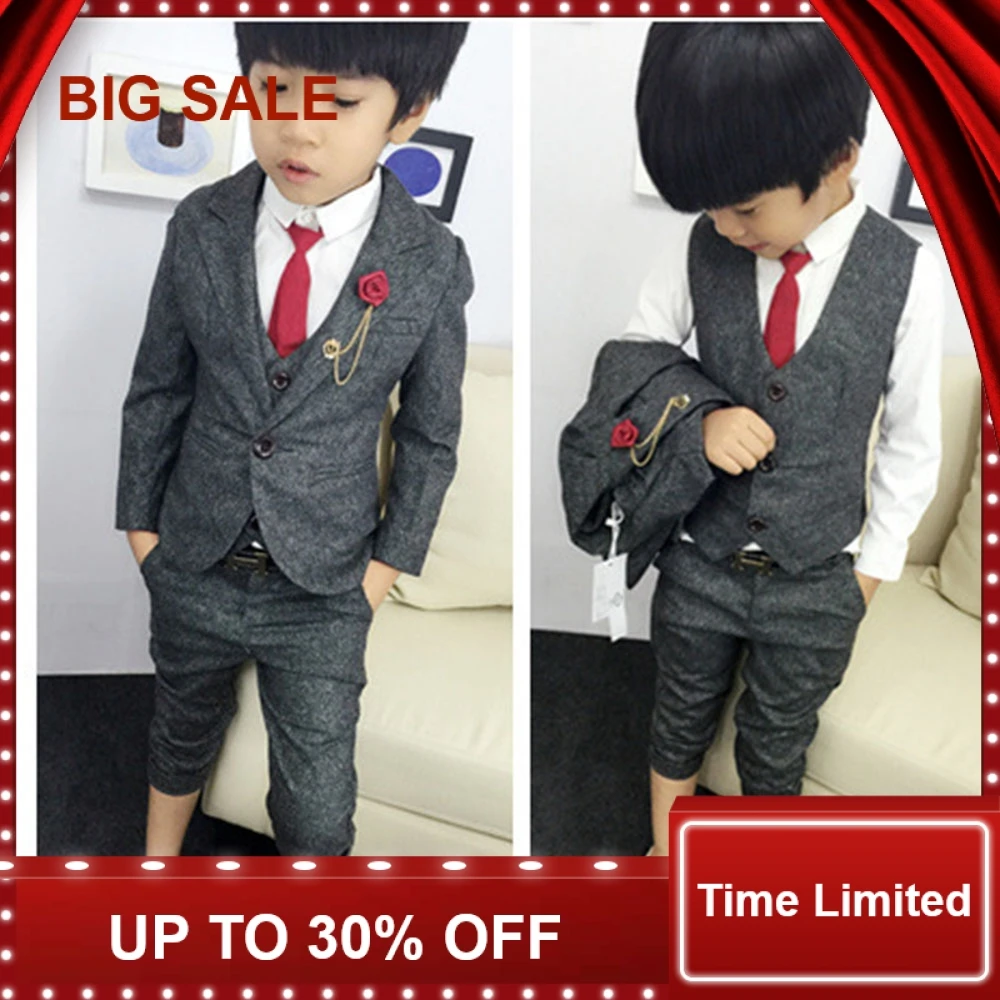 

2017 Children Wear New Dress Suits Small Boy Scout Clothing Three Pieces Set Cost+vest+pant