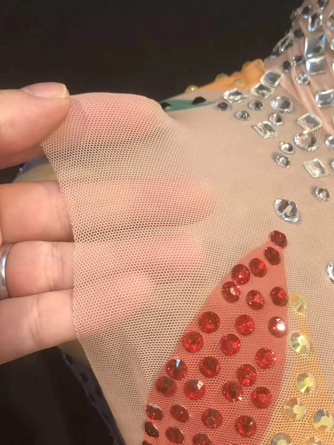 جديد المرأة الملونة قوس قزح شرابة شبكة يوتار الراين منظور هامش ارتداءها مرحلة الزي الأداء ملابس رقص