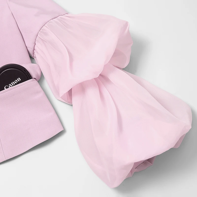 À Spliced Pièces Sexy Puff Pink Crayon Cranté Mesh La Mode 2019 Pantalon Ensemble Manches 2 Top Femmes Long Costumes Ab173 De Ensembles qTYFSO