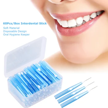 

60Pcs/Box Dental Floss Picks Refill Inter-dental Brush Teeth Stick Toothpick Flosser for Oral Deep Clean Health Care Tools