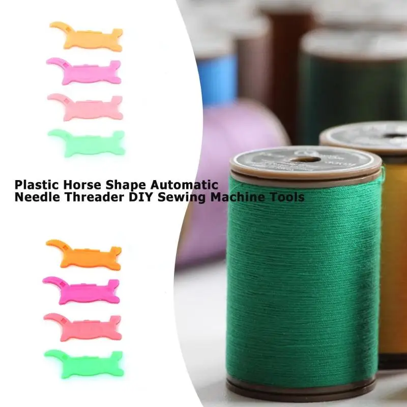 

2/5Pcs Plastic Automatic Needle Threader Random Color Horse Animal Shape DIY Craft Tools Sewing Accessories