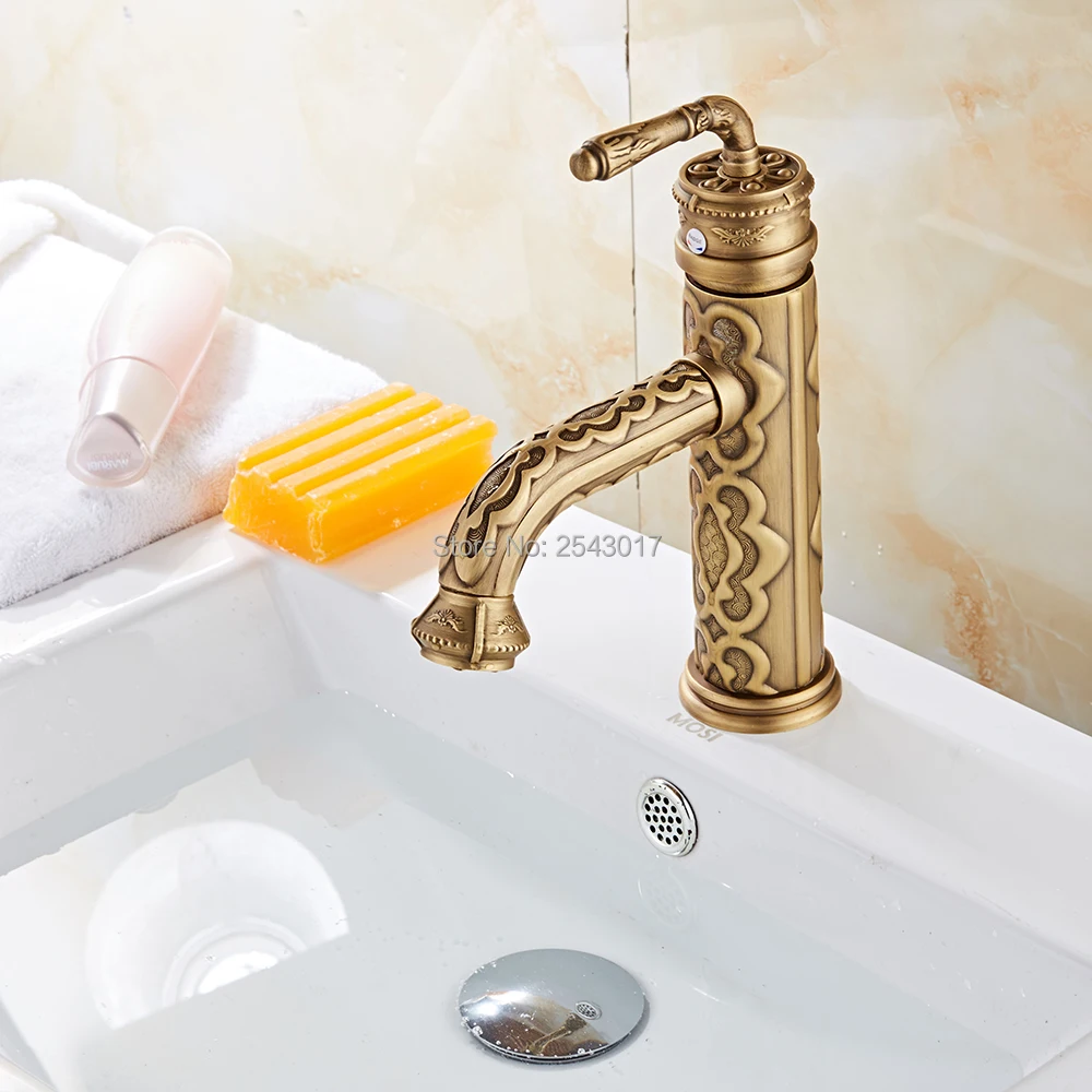 GIZERO الحمام حوض صنبور النحاس النحاس مطبخ خلاط صنبور قطب وحيد مقبض سفينة بالوعة الصنابير ZR239