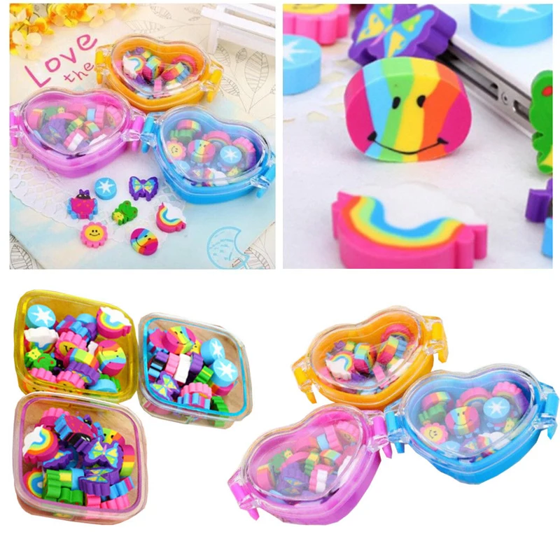 

JX-LCLYL 22Pcs/Set Cute Kawaii Rubber Eraser School Supplies Stationery Material Kid Gift
