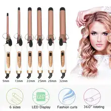 Керамика волос бигуди щипцы для завивки волос Быстрый нагрев светодиодный сухой и влажной уборки, щипцы для завивки волос профессиональная машинка для стрижки волос цифровой волны Волосы Стайлинг Инструмент 9/13/22/25/28/, маленького размера, круглой формы с диаметром 32 мм