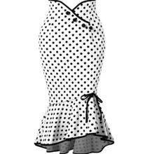 Женские карандаш миди облегающая юбка с высокой талией стрейч модные босоножки в горошек юбки с оборками