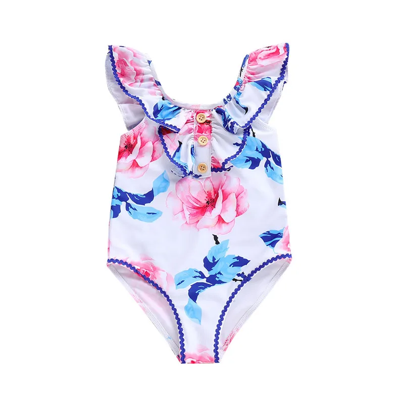 Swimsuit 2019 Newborn Baby Girls Flower Printed One Pience Swimwear Fashion Bathing Suit Baby Girl Swimming Costumes For 1-5Y