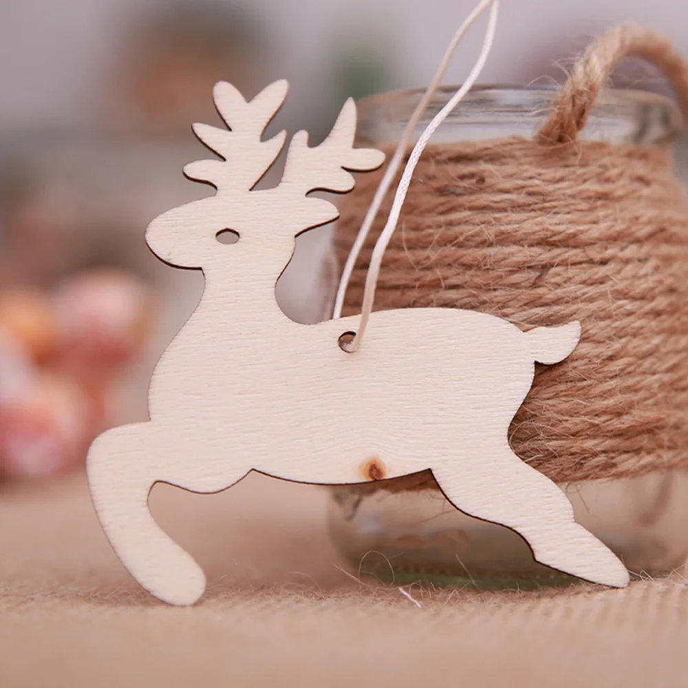 10 шт./упак. год Рождественская елка Висячие макет кулон деревянный Снеговик Elk украшения дома для Рождественский подарок с утолщённой меховой опушкой, ; Прямая поставка