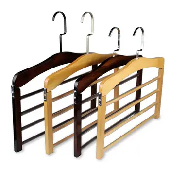 

Multi-Layer Wooden Pants Rack Trousers Hanger Multifunction Pants Closet Belt Holder Rack Saving Space
