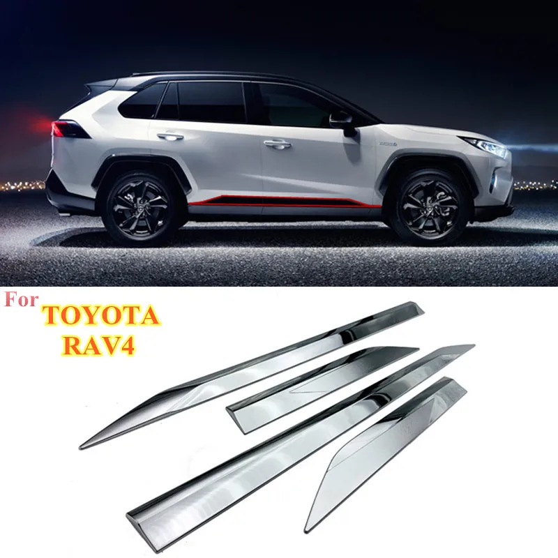 

1 Set ABS Chrome Door Body Molding Fit For Toyota RAV4 2019 2020 Door Body Anti-scratch Protector Car Side Strips Trim Cover