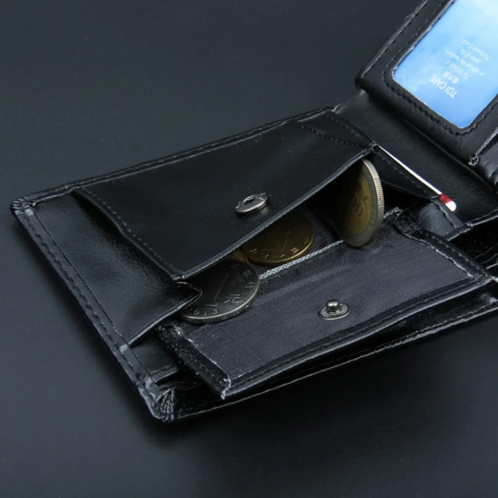 New Genuine Leather Men Wallets Mini Zipper Coin Purse Leather Credit ID Card Holder Money Bag Male Thin Small Black Wallet