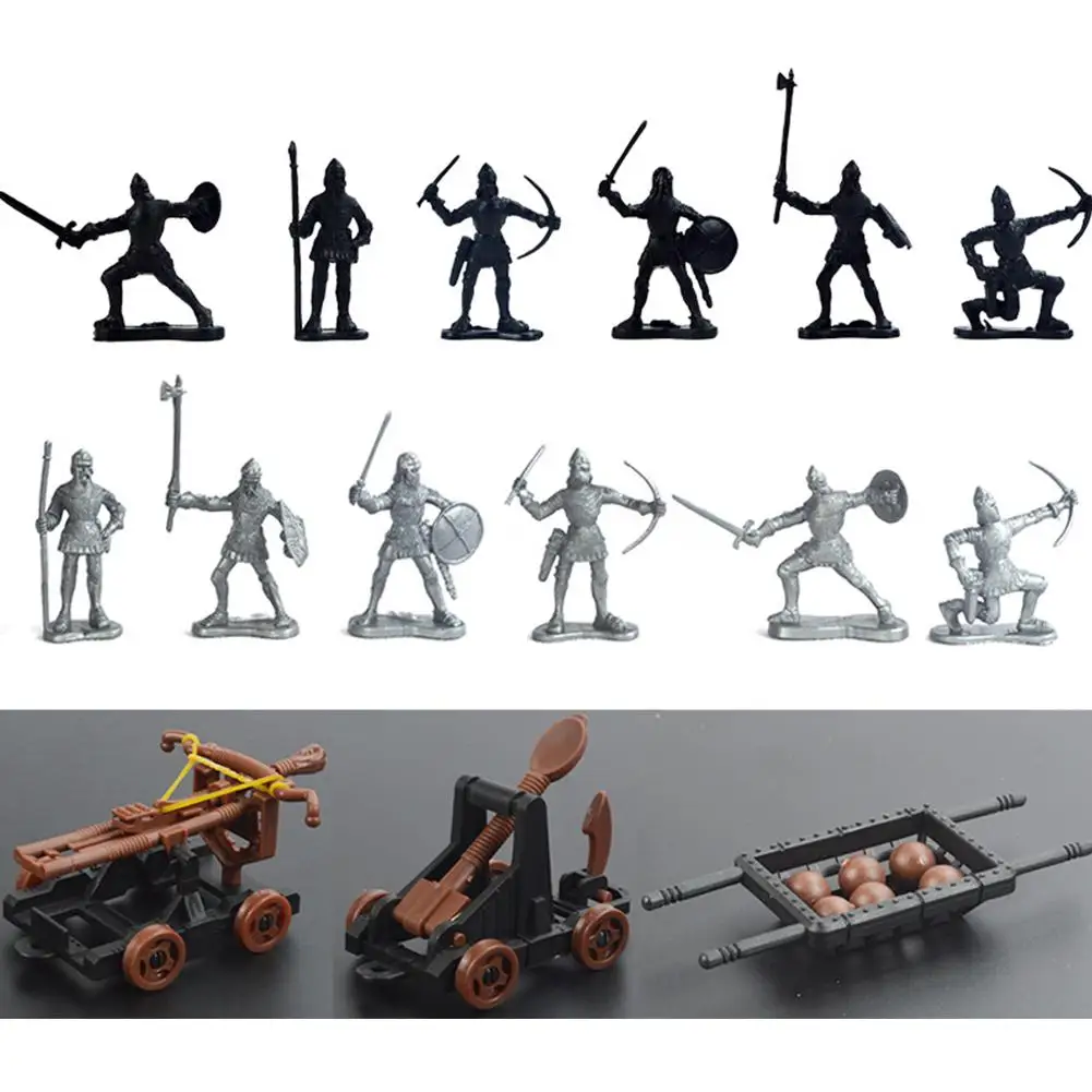 

12pcs Mini Ancient Soldiers Model Toys with 1 * Siege Crossbow and 1 * Stone Thrower
