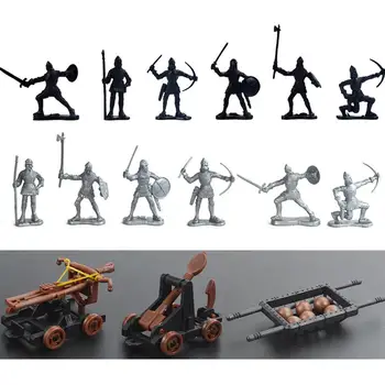 

12pcs Mini Ancient Soldiers Model Toys with 1 * Siege Crossbow and 1 * Stone Thrower