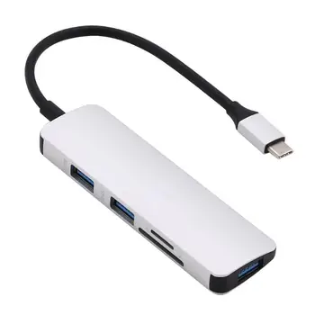 

Aluminium Alloy Portable USB Type-C Hub Type-C to 3 Ports USB 3.0 SD/TF Card Reader Adapter Cable for Mac Windows Laptop