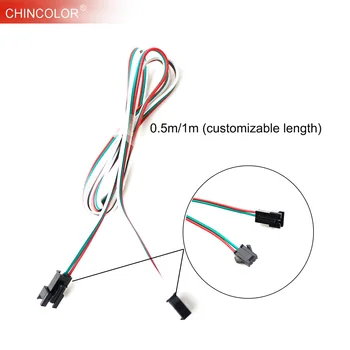 

5PCS JST Extention Cable 3pin Male Female Connector 0.5m 1m For WS2811 WS2812 SK6812 LED Strip wall-washer underground light JQ