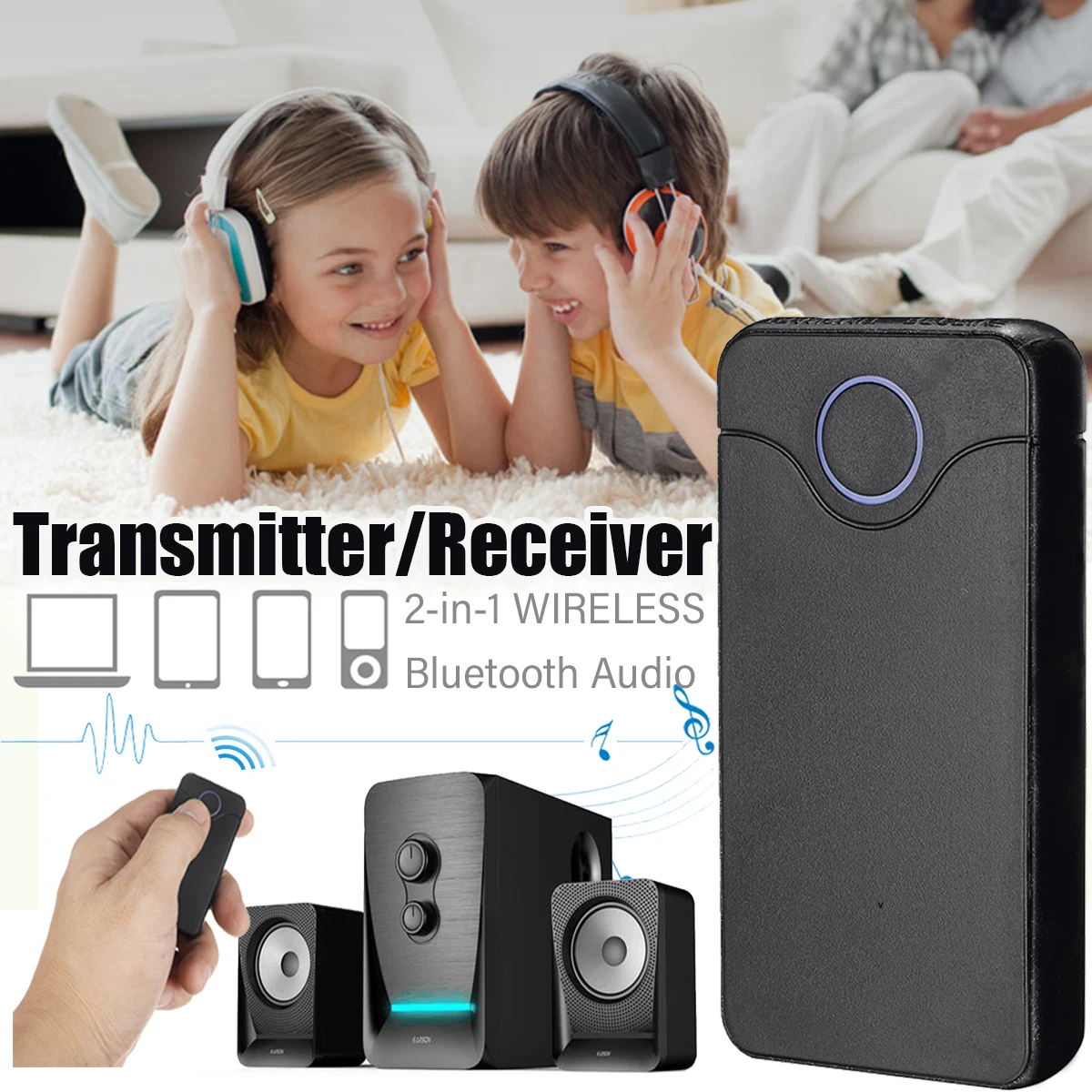

2 In 1 Wireless bluetooth V4.2 Adapter Receiver Transmitter 3.5MM Port Stereo Audio Input And Output for Mobile Phone TV