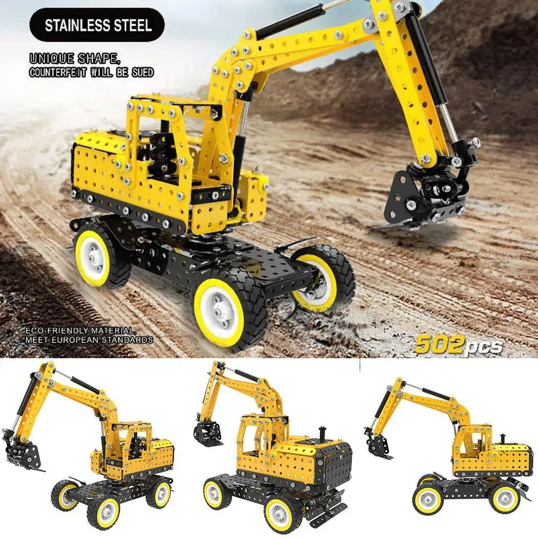 

DIY Building Blocks Assembled Stainless Steel Over 3 Years Old Excavator the picture shown Toys