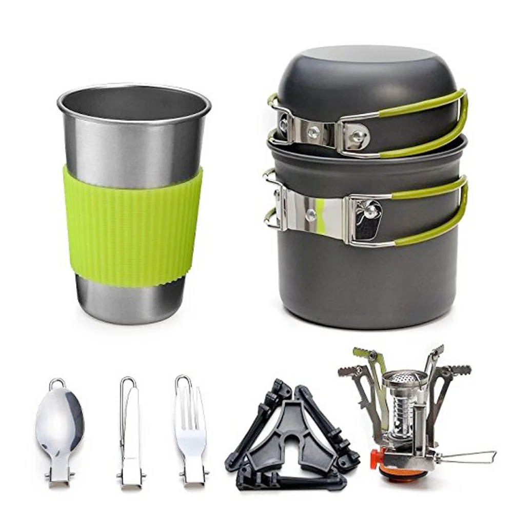 

Best Selling Outdoor Cookware Set 1-2 People Camping Stove Set Pot Combination Portable Field Stove Tableware