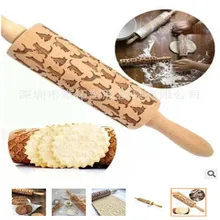 Творческий деревянная Скалка Рождество тиснение с гравировкой Скалка eco-friendly, рисунок «Имбирный пряник», печенье, выпечка инструмент для рукоделия