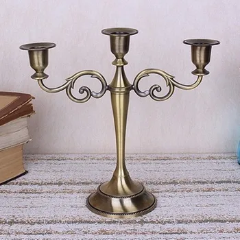 

Drop Shipping Silver/Gold/Black/Bronze Metal Candle Holder 3-arms Candle Stand Wedding Candlestick Candelabra