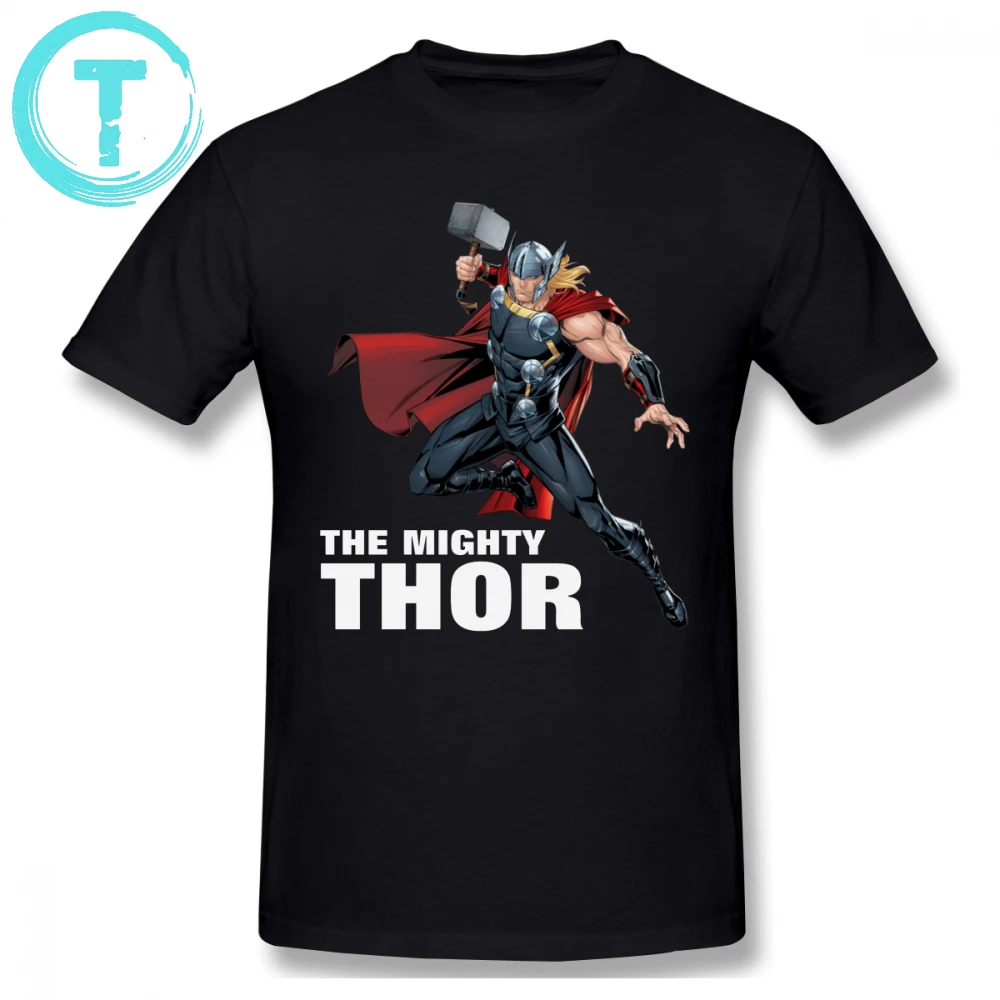 

Thor T Shirt Thor Leaping With Mjolnir T-Shirt Cotton Mens Tee Shirt Short Sleeve Big Graphic Cute Beach Tshirt