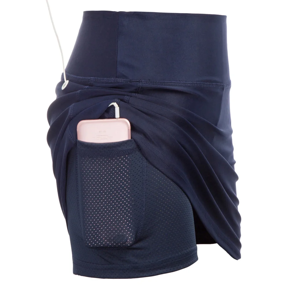 Новый летний стиль vogue карманы сетки Шорты юбки для Для женщин спортивная одежда с эластичной резинкой на талии Высокая эластичный тонкий