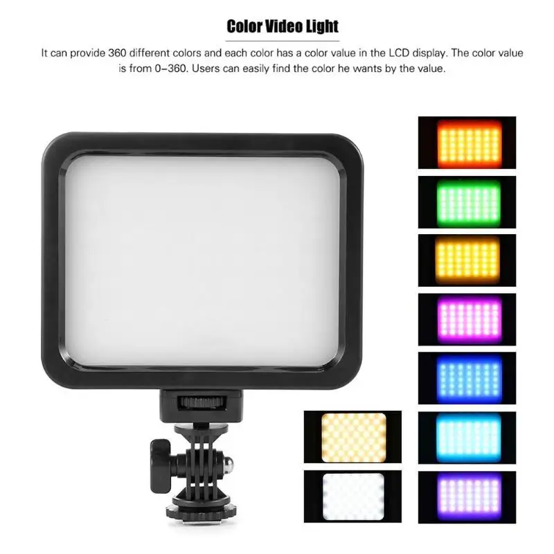 

ALLOYSEED Color LED Video Light White+RGB Photography Lighting Dimmable Fill Light 360 Colors 3200K-5700K Camera Flash Light