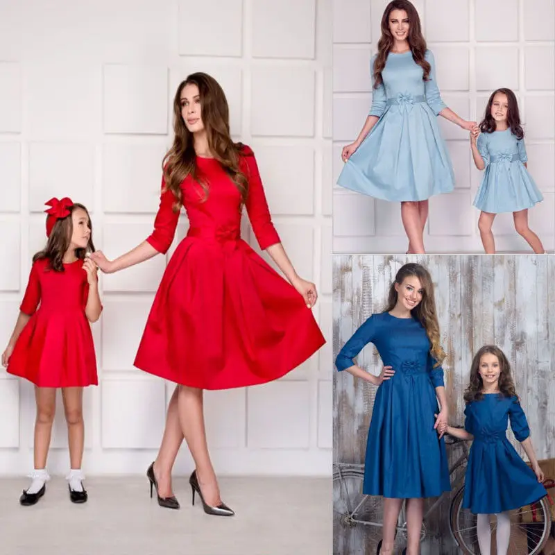 

Family Dress Women Mother Daughter Matching Spring Summer Girl Formal Dress Party Clothes Outfits