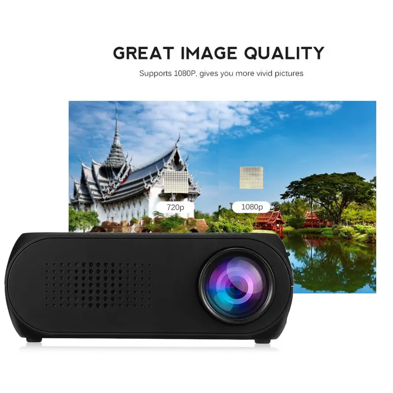 مصغرة 7000 لومينز LED HD 1080 p جهاز عرض صغير متعدد الوسائط المنزل مسرح سينما HDMI الوسائط المتعددة متعاطي المخدرات العارض الأسود