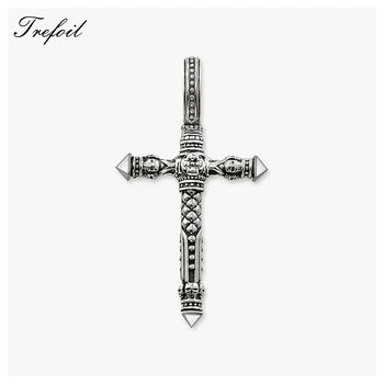 

Small Skulls Cross Pendant Fashion Jewelry 925 Sterling Silver Vintage Retro Gift For Women Men Boy Girls Fit Necklace 2018 New