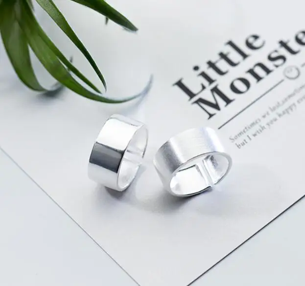 

925 Solid Sterling Silver Fashion Jewelry Simple Plain 8.5mm Width Band Pinkie Open Ring Women A3443
