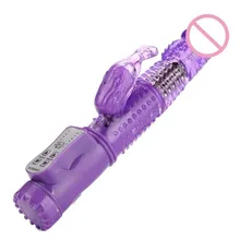 Rotating Head Vibrator Dildo Silicone Rabbit Clitoris Stimulator Sex Toy NEW