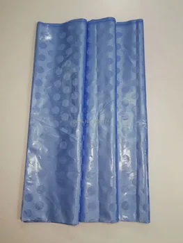 

New 5 Yards Hand Make Bazin Riche Lace Fabric In Blue Color Nigerian Ankara Unique Pattern Basin Women Or Men Garment Material