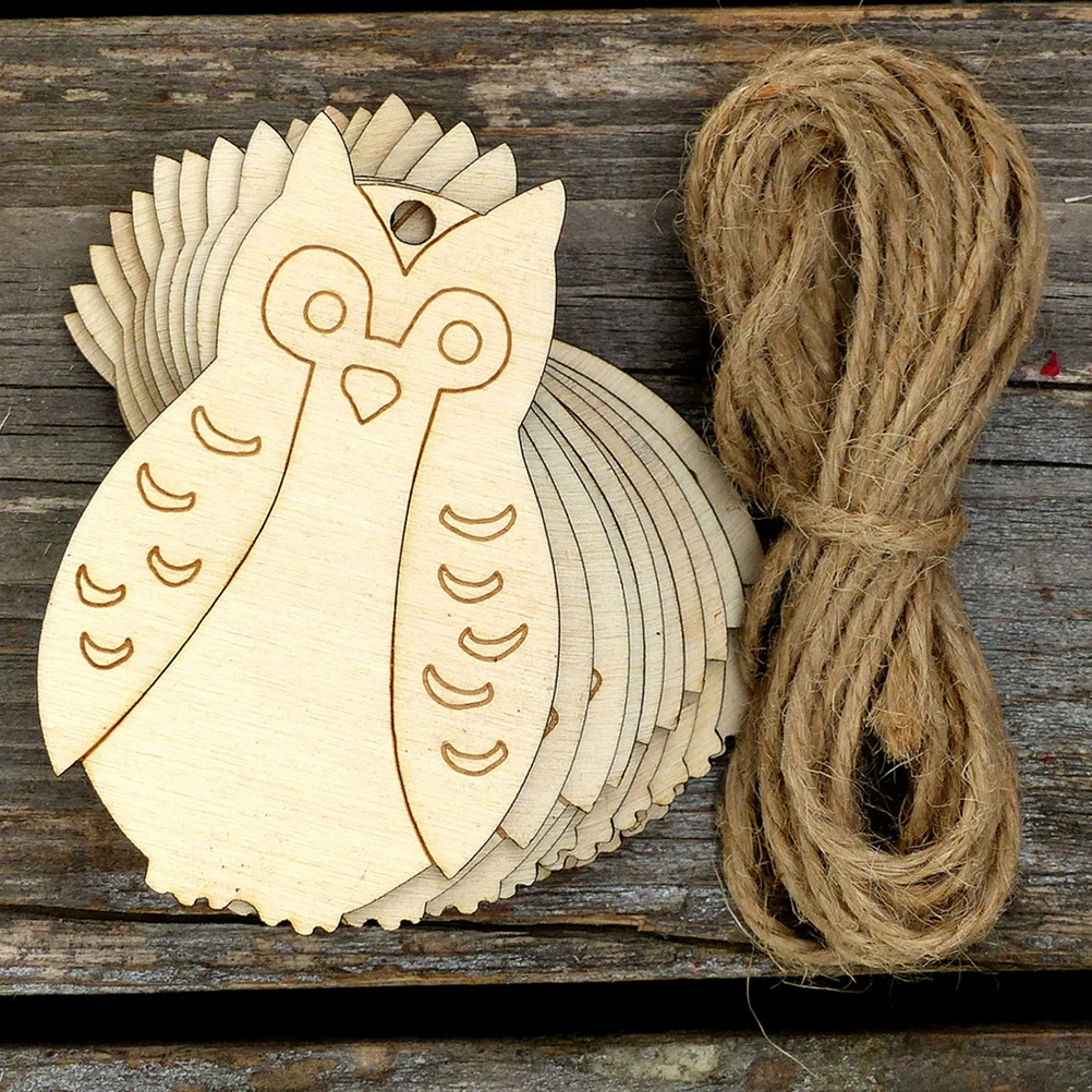 

10PCS Owl Wooden Cute Pendant Wall Door Home Party Hanging Ornament