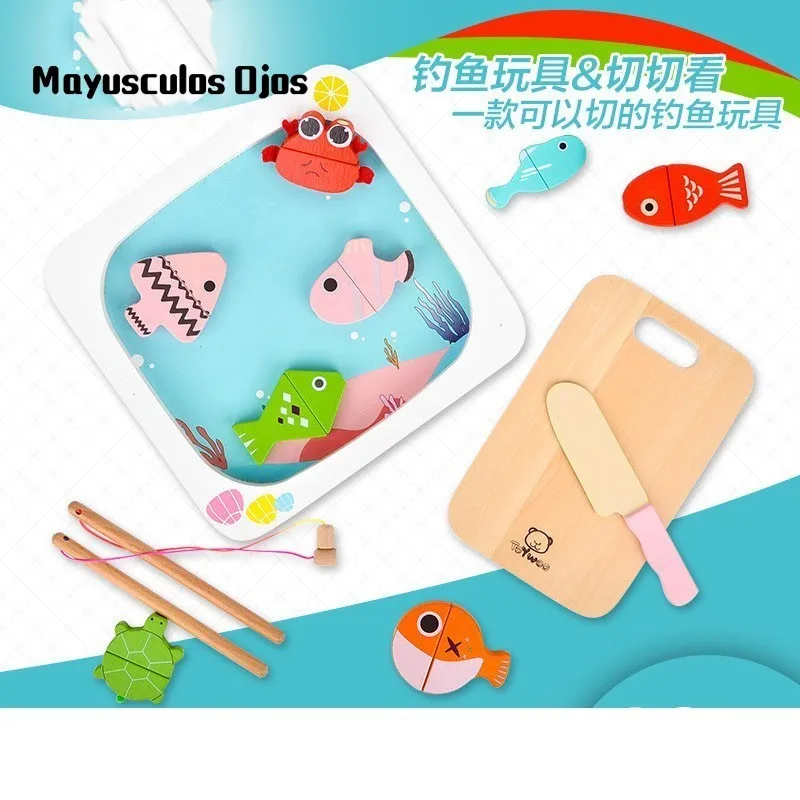 Деревянные игрушки для морской рыбалки Обучающие магнитные шахматы девочек