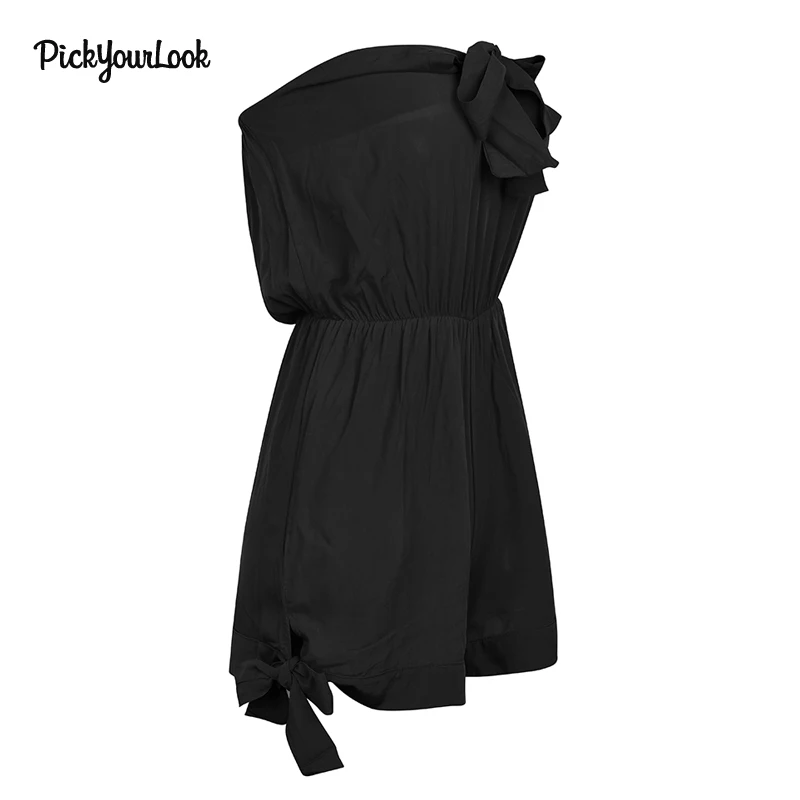 PickyourLook Jumpsuit Womens Off Shoulder Playsuits Summer Sexy Ladies Playsuit Jumpsuit Rompers Overalls Plus Size Bow Playsuit